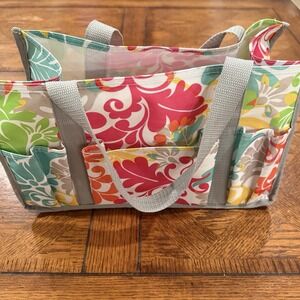 Thirty One Cargo Utility Tote Colorful Floral Paisley Travel Storage Teacher